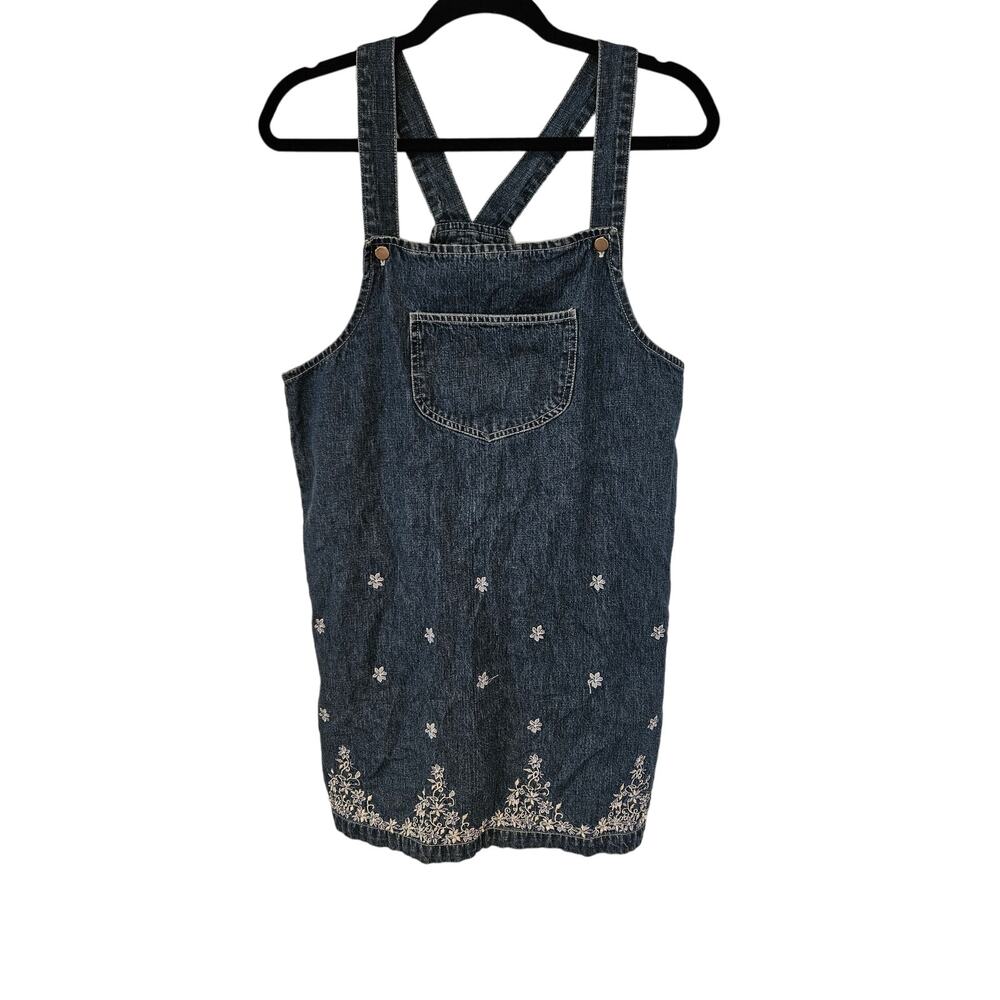 Vintage amilano Womens denim embroidered overall dress jumper medium Cottagecore
